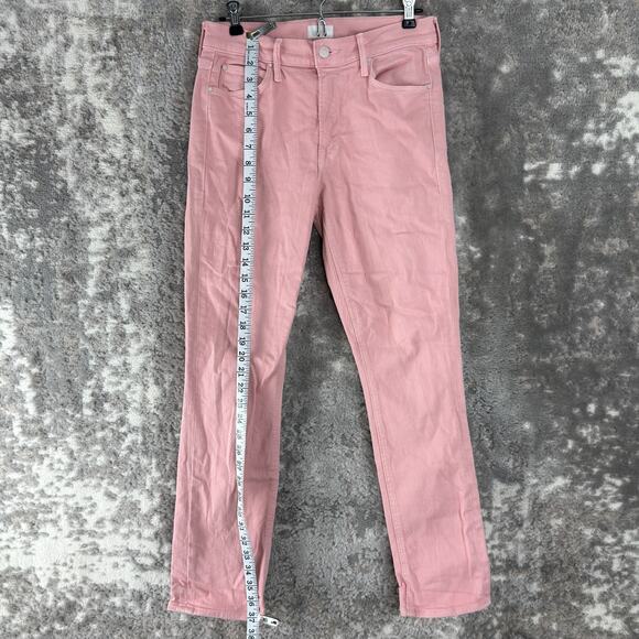 Mother Sz 27 Mid Rise Dazzler Ankle Play Date Jeans Pink Button Zip Denim Pants - Picture 2 of 13
